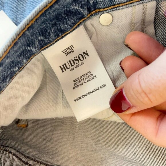 Hudson Jeans Womens The Viper Mini Denim Skirt Blue Size 32 Raw Hem W834DPP NWT - Picture 7 of 11